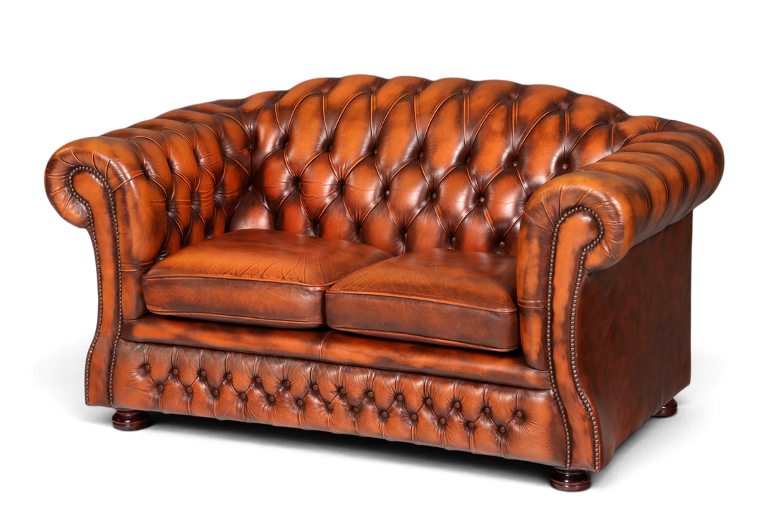 Stilvolles Original Chesterfield Sofa 2-Sitzer Couch Echt Leder Englisch Polstersofa