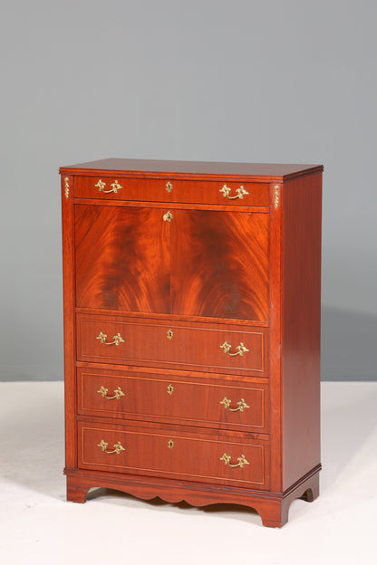 Stilvoller Sekretär im Englischen Stil Büro Vertiko Kommode Mahagoni Schreibkommode