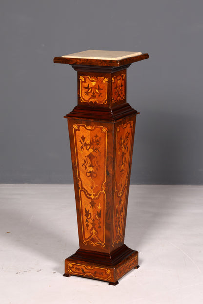 Colonne de style baroque de rêve Louis XV, colonne porte-fleurs en pierre naturelle avec tablette en marbre