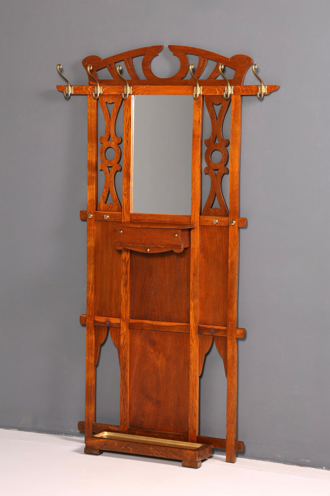 Vestiaire de couloir Art nouveau de rêve, antique, époque Gründerzeit, armoire à vêtements, patère murale, vintage