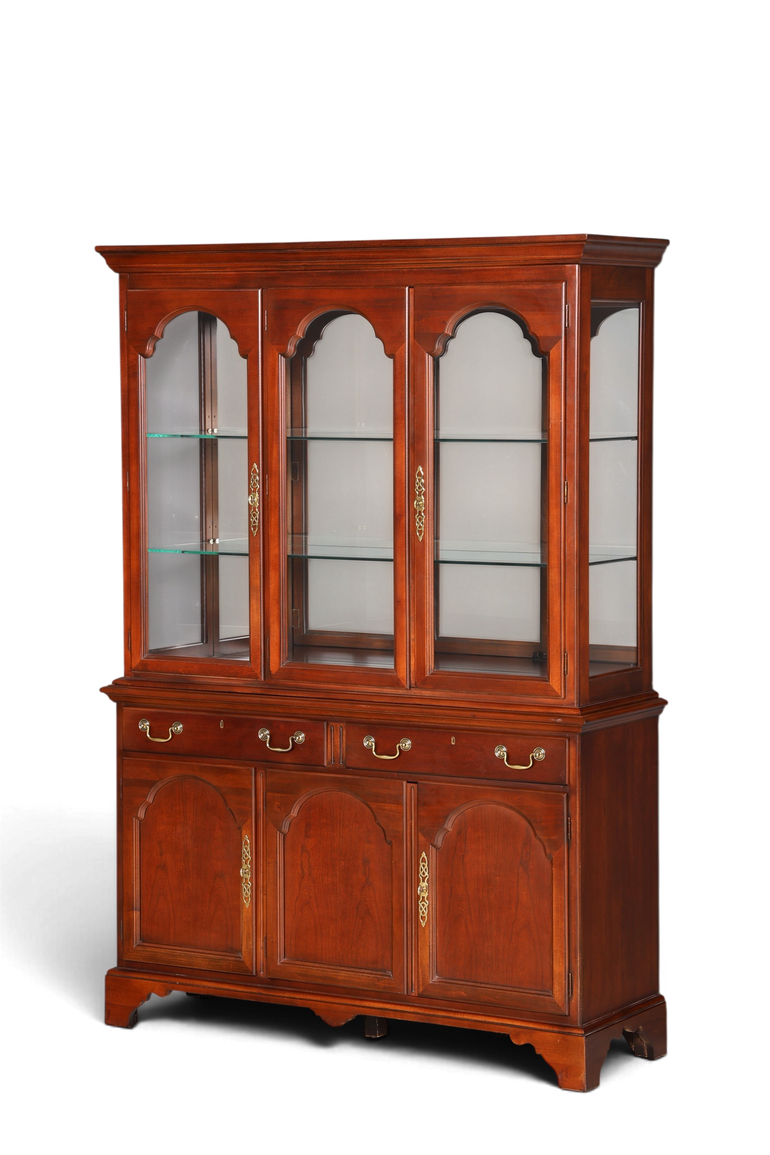 Hauptstadt Möblerei Drexel Heritage Vitrine aus Holz mit Glasfronten, Innenbeleuchtung und Spiegelrückwand
