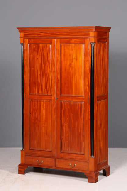 Beautiful Biedermeier wardrobe, mahogany, antique, column cabinet, hallway cabinet, linen cabinet, solid wood