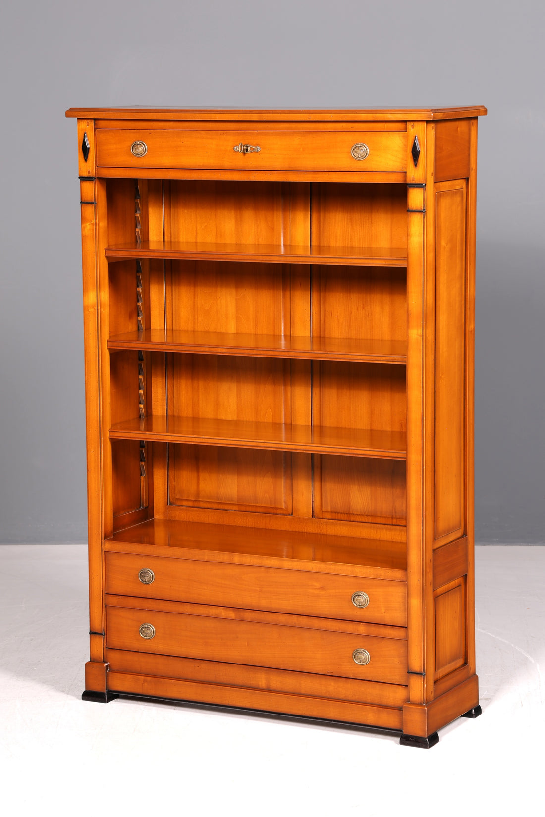 Noble Ebanart Bookshelf Cherry Wood Italian Premium Solid Wood Shelf Antique Style Bookcase Vintage Made in Italy