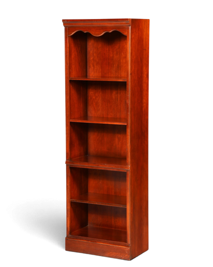 Hauptstadt Möblerei Drexel Heritage Bücherregal aus dunklem Echtholz mit klassischem Design und geschwungenem Abschluss