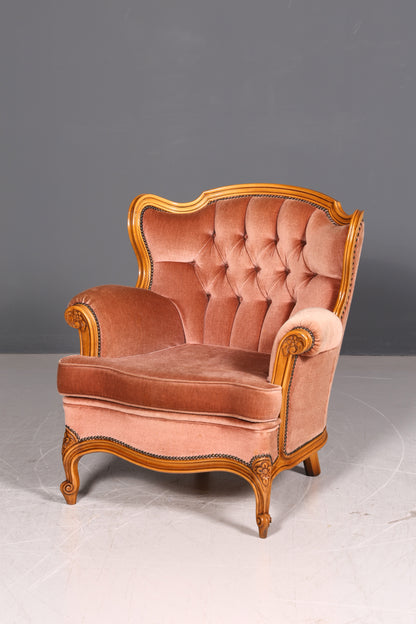 Edler Chippendale Armlehnsessel Barock Stil Samt Stoff Sessel Armchair Rococo Antik 1 von 4