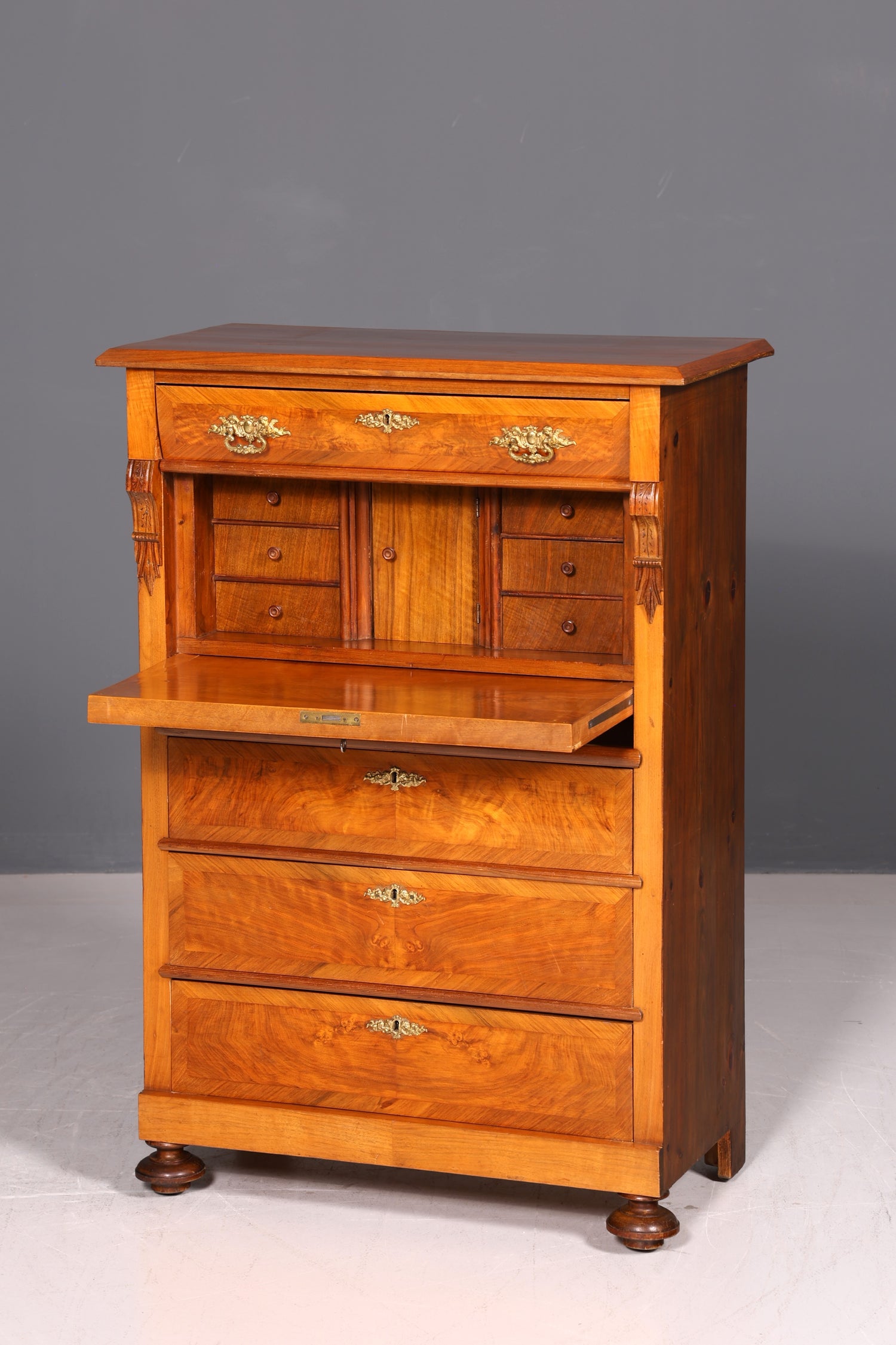 Edler Gründerzeit Sekretär Vertiko Highboard Louis Philippe Kommode Antik um 1880 Schreibsekretär