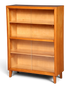 Hauptstadt Möblerei Bücherregal aus hellem Holz mit zwei Glas-Schiebetüren und vier Fächern im Mid-Century-Stil