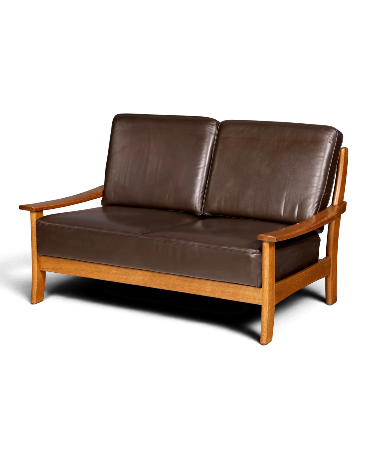 Wunderschönes Mid Century 2er Sofa Echtleder Braun Vintage Ledersofa Couch Echt Holz Skandinavisches Design Retro