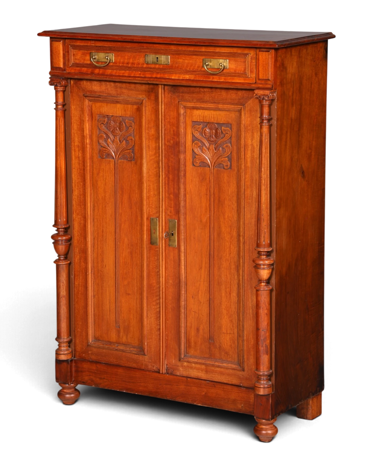 Beautiful Art Nouveau Vertiko cabinet, antique display cabinet and chest of drawers from around 1900 with carvings