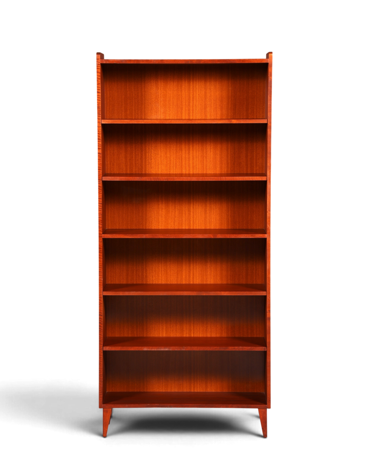 Hauptstadt Möblerei Mid Century Bücherregal aus massivem Holz mit höhenverstellbaren Böden und warmer Maserung