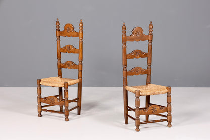 Ensemble de 2 magnifiques chaises espagnoles en rotin rustique, chaises de cuisine
