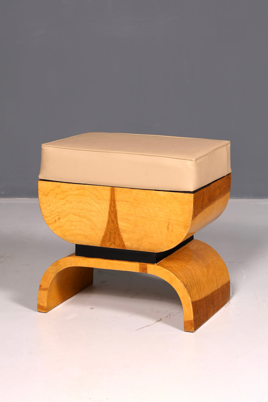 Beautiful Art Deco-style stool, birch, seat stool, footstool, footrest, antique vintage