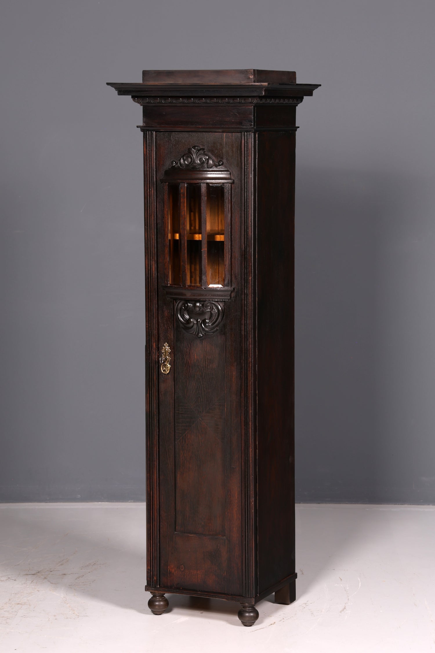 Magnifique vitrine Art nouveau en chêne, bibliothèque ancienne, vaisselier, vitrine, armoire ancienne, 2 sur 2