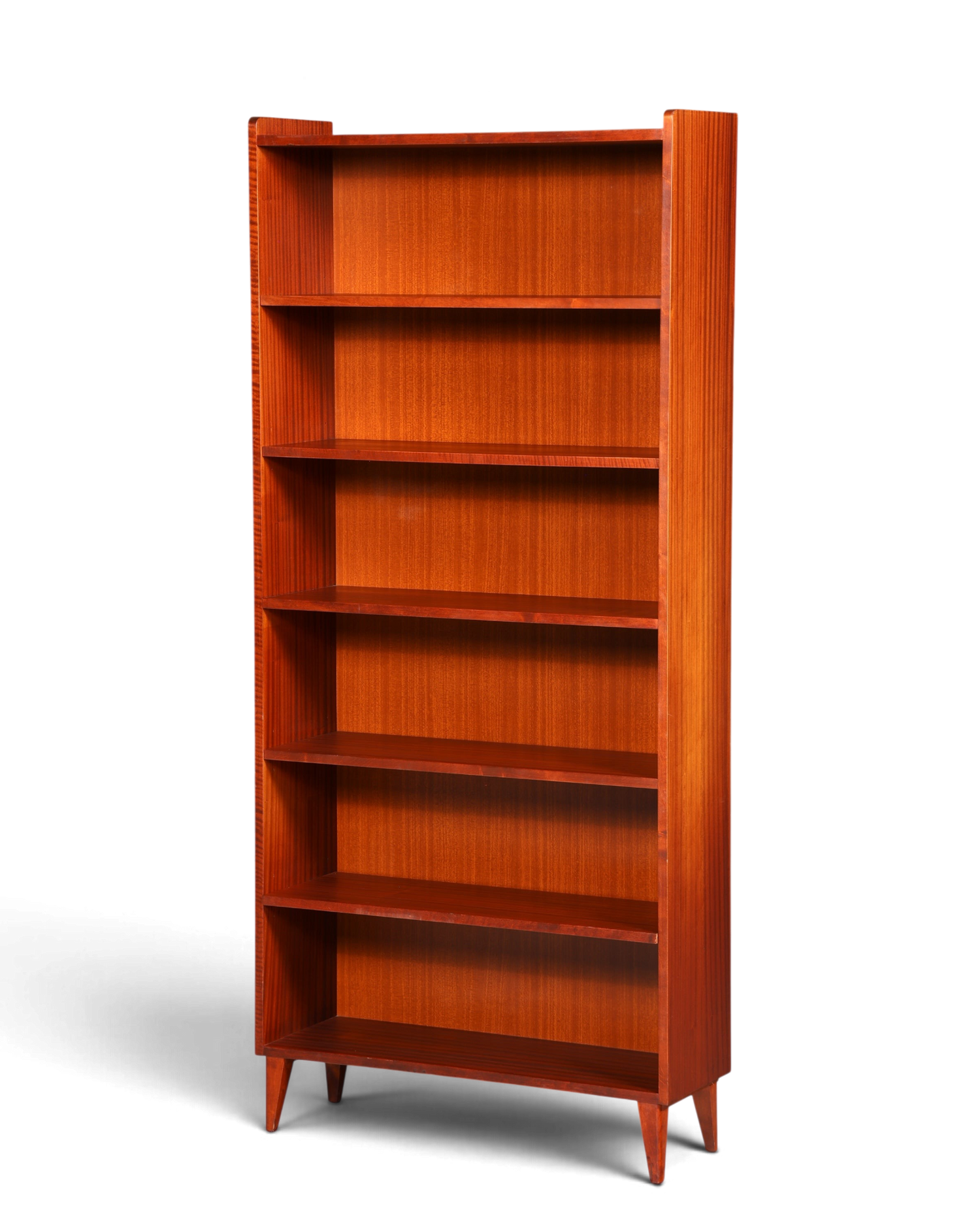 Hauptstadt Möblerei Mid Century Bücherregal aus massivem Holz mit höhenverstellbaren Böden im 60er Jahre Design
