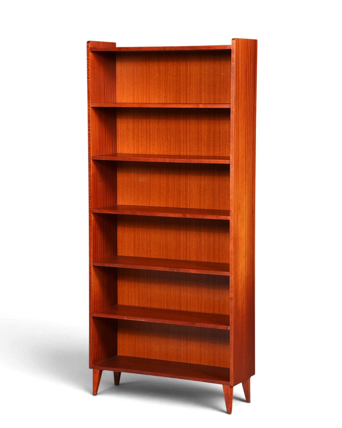 Hauptstadt Möblerei Mid Century Bücherregal aus massivem Holz mit höhenverstellbaren Böden im 60er Jahre Design