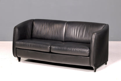 Wunderschönes Original De Sede DS-32 c Sofa Schwarz Echt Leder 2-Sitzer 90er Designer Ledersofa Couch Loungesofa Vintage