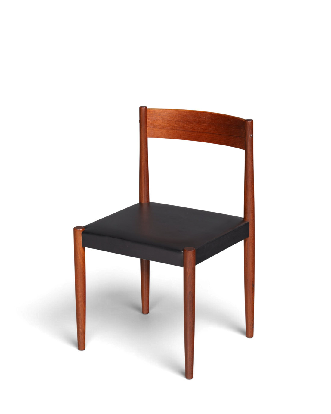 Schlichter Mid Century Stuhl Palisander Retro Sekretär Stuhl echt Leder Danish Design Küchenstuhl 1 von 2
