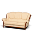 Hauptstadt Möblerei Dreisitzer-Sofa in Creme mit hochwertigem Lederbezug und elegantem dunklem Holzrahmen