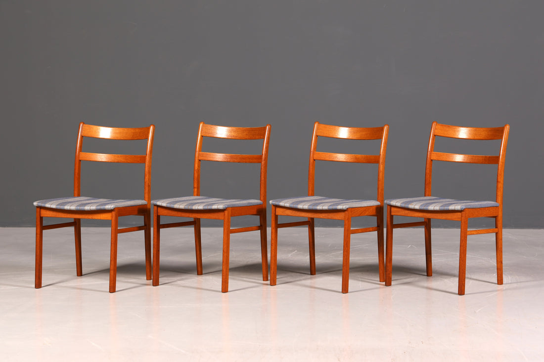 G403 Finish cm 4x Mid Century Teak Holz Stühle Made in Denmark Retro Stuhlset Danish Design Küchenstühle (Kopie)