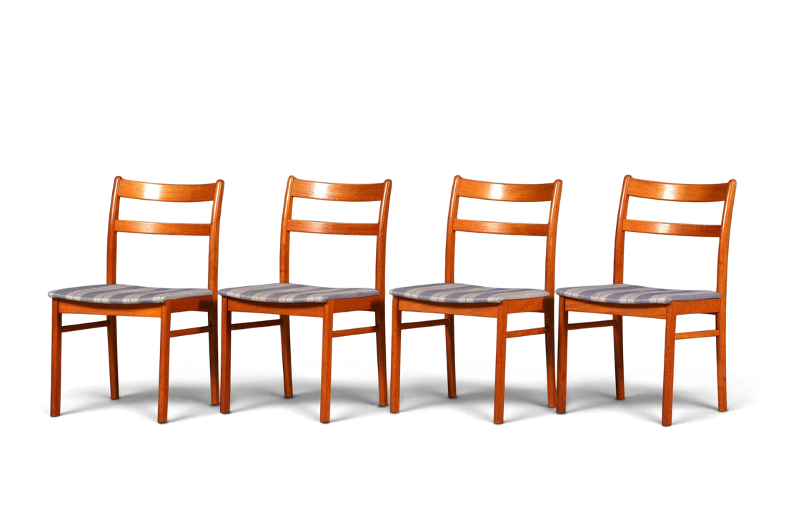 G403 Finish cm 4x Mid Century Teak Holz Stühle Made in Denmark Retro Stuhlset Danish Design Küchenstühle (Kopie)
