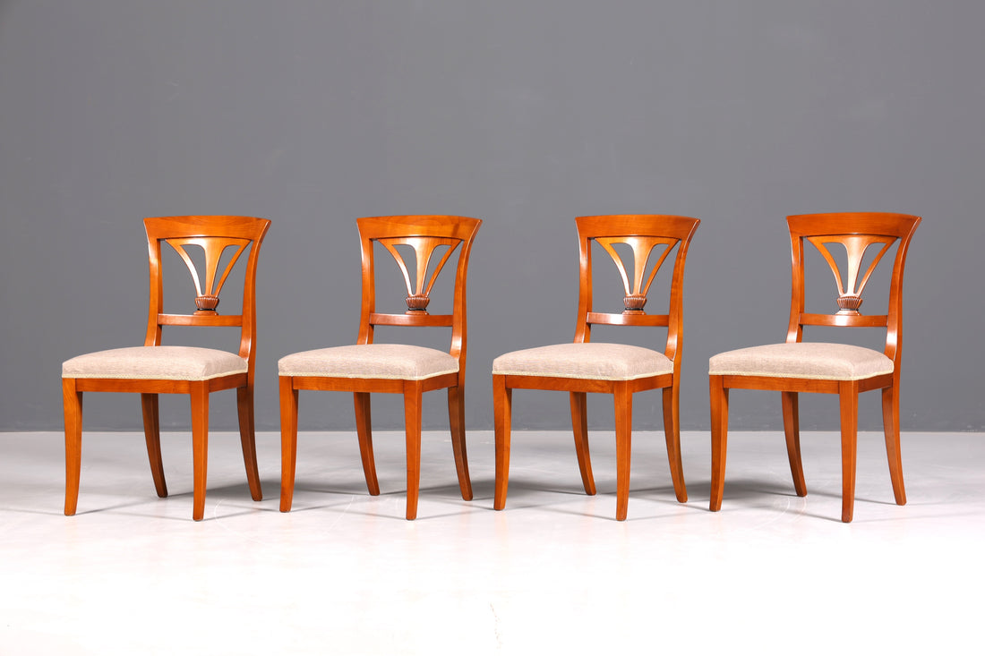 4x Edle Englische Stühle Englisch Dining Chairs Antik 60er Jahre Eibe Küchenstühle Stuhlset