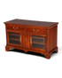 Hauptstadt Möblerei H867 Sideboard aus dunklem Holz mit zwei Schubladen, Glastüren und antiken Messingbeschlägen