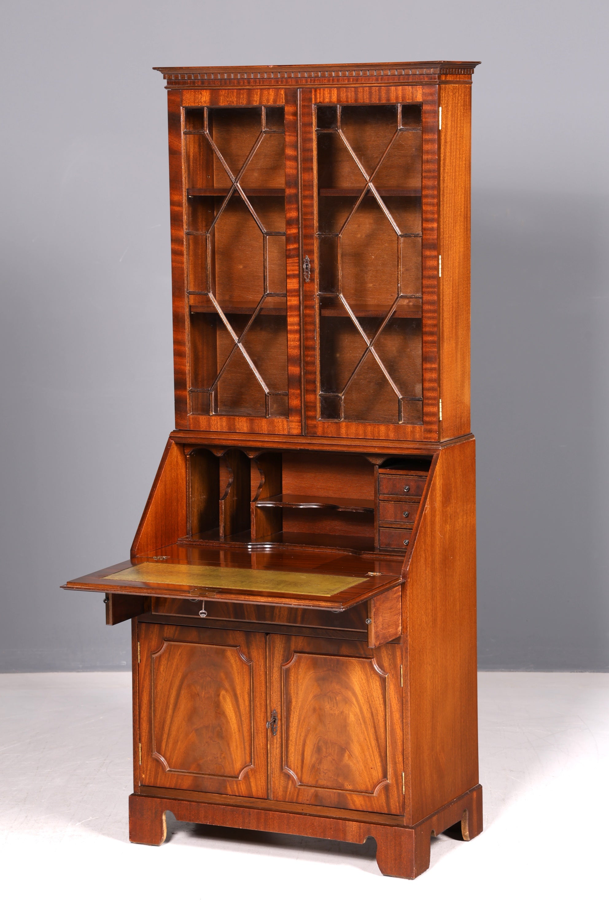 Wunderschöner Englischer Aufsatzsekretär Sekretär Vitrine Schrank Antik Büro UK 60er