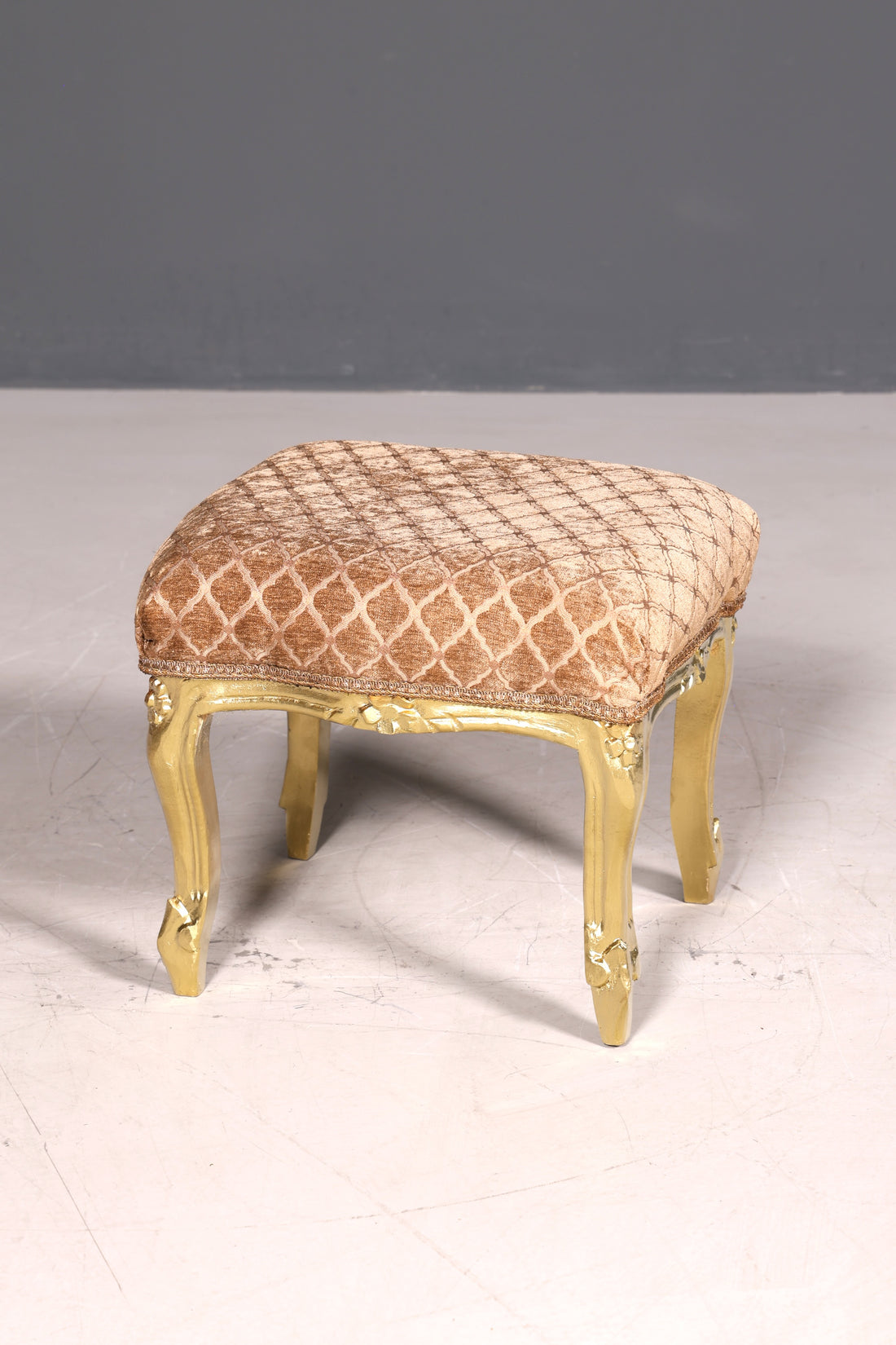 Traumhafter Barock Stil Hocker echt Holz Polster Schemel Fussablage