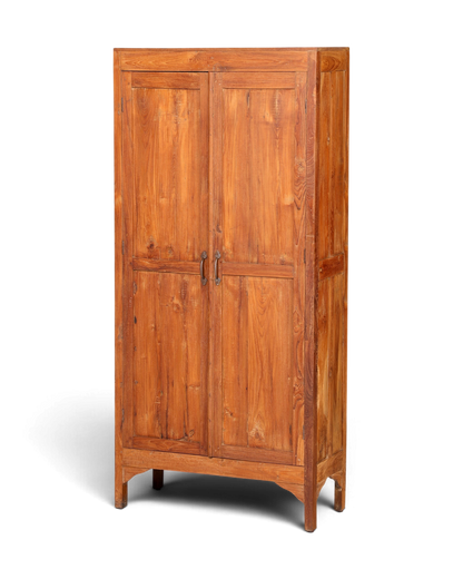 Hauptstadt Möblerei H798 Kleiderschrank aus massivem braunem Holz mit zwei Türen und rustikaler Maserung