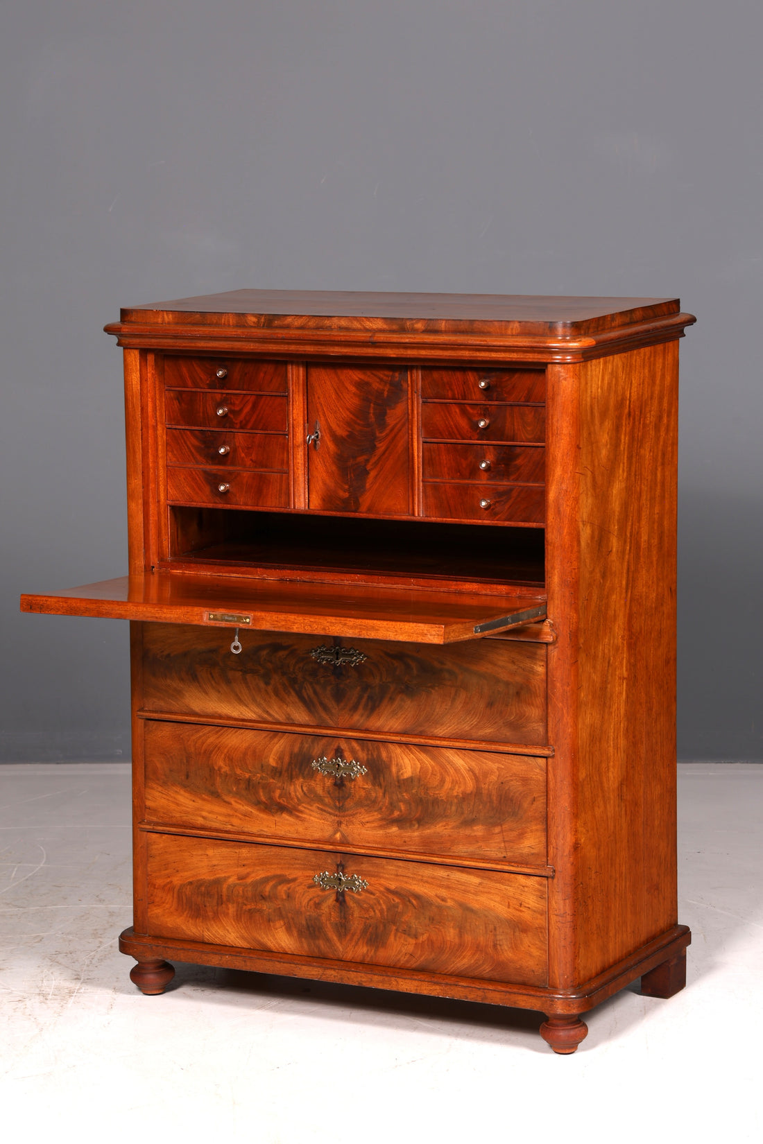 Magnifique secrétaire Louis-Philippe, vertiko, buffet haut, commode de l’époque Gründerzeit, armoire vers 1880, ancien, vintage
