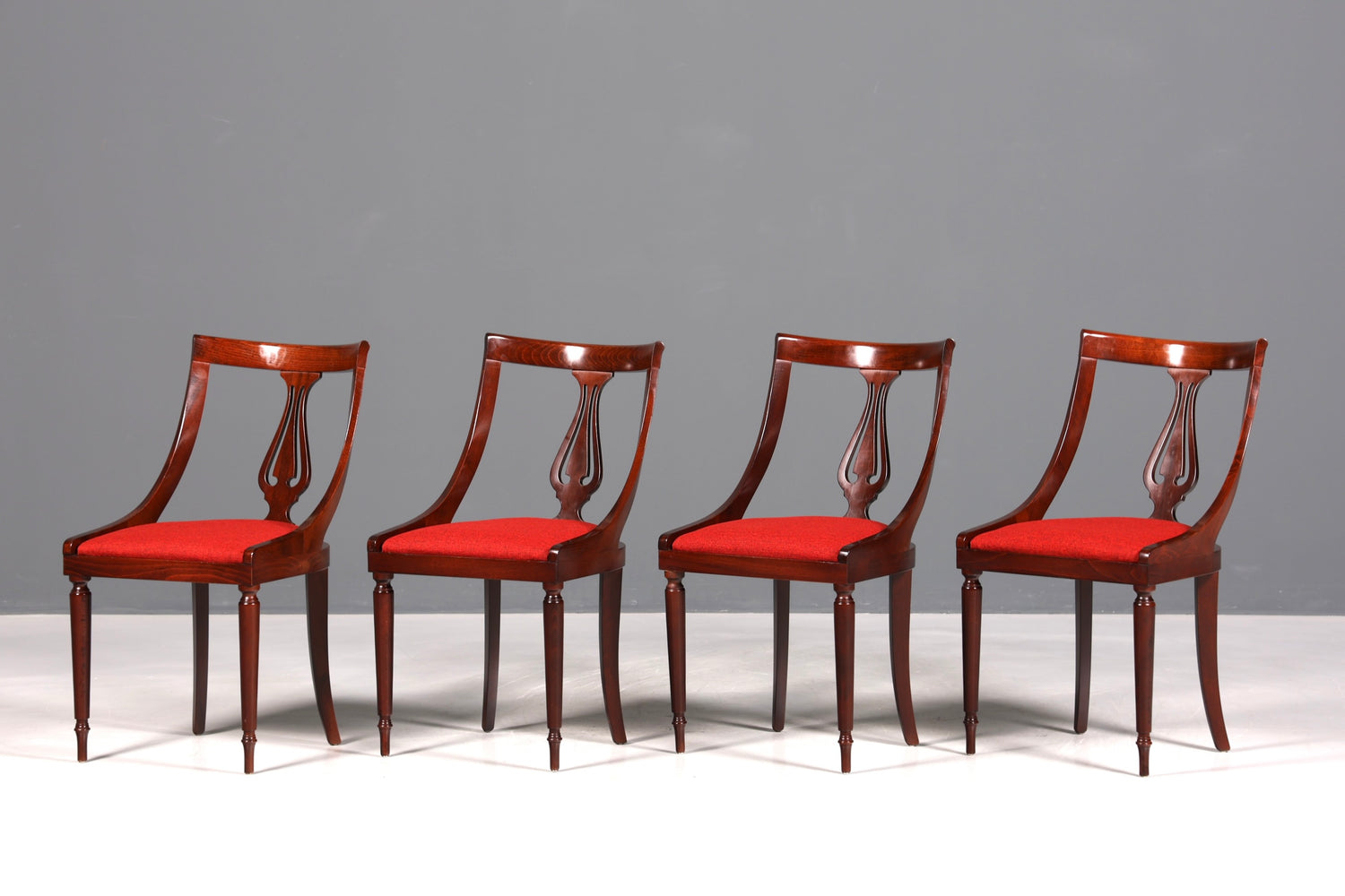 4x Edle Englische Stühle Englisch Gondelstuhl Set Dining Chairs Antik 60s Mahagoni Küchenstühle Stuhlset