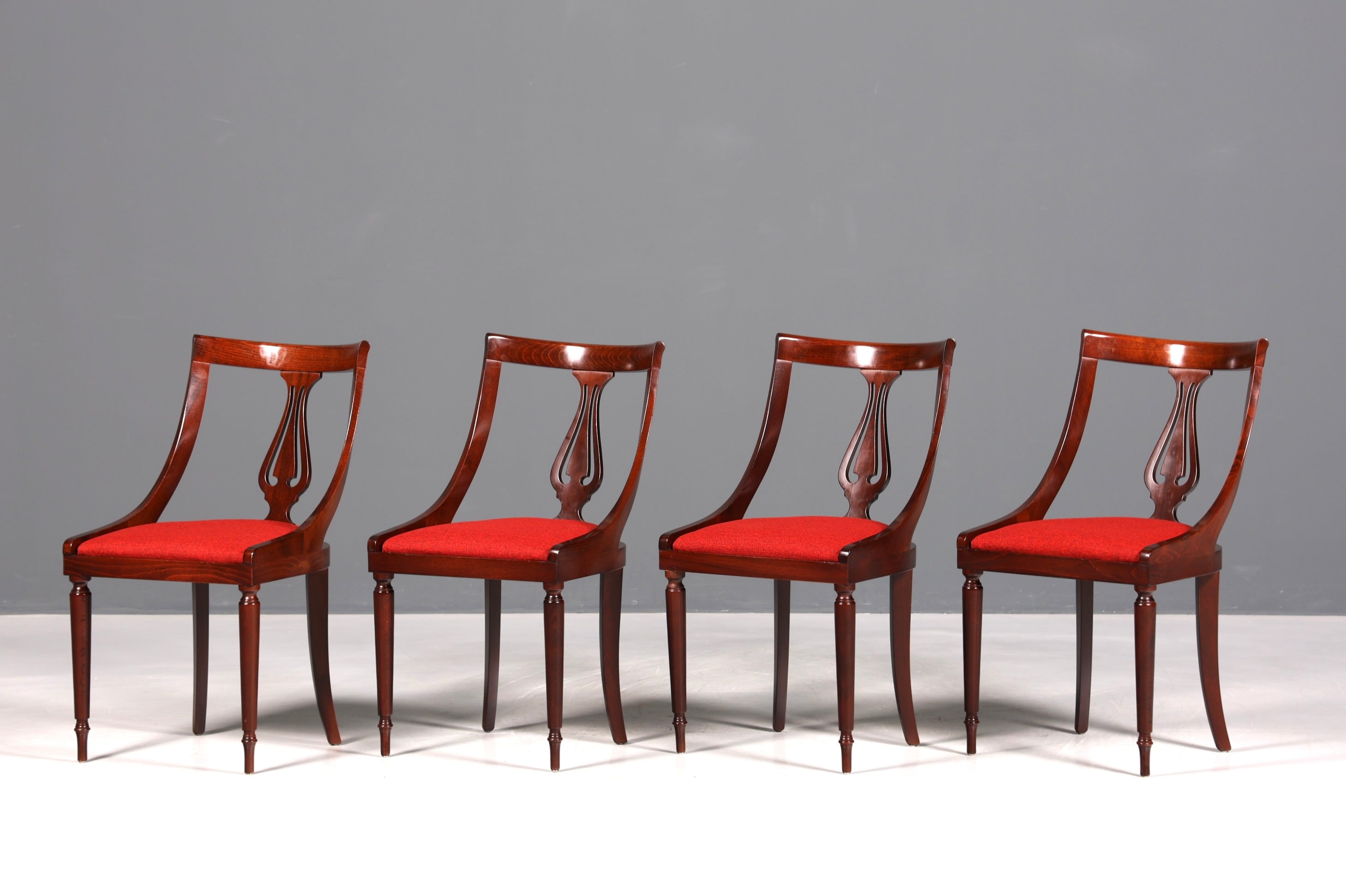 4x Edle Englische Stühle Englisch Gondelstuhl Set Dining Chairs Antik 60s Mahagoni Küchenstühle Stuhlset