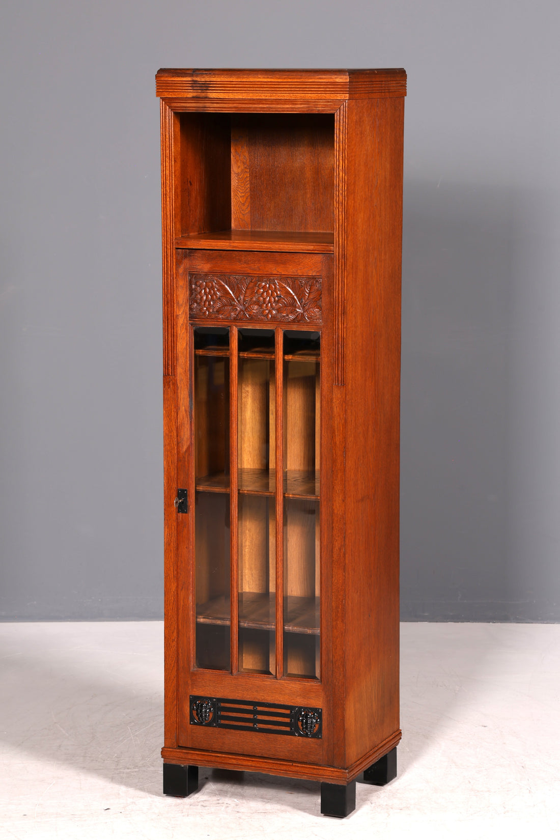 Traumhafte Jugendstil Vitrine Antike Holz Bücherschrank Eiche Antik Schrank Geschirrschrank 1 von 2