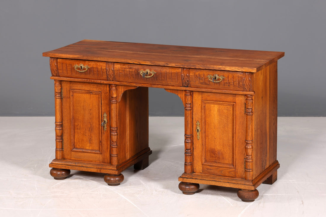 Traumhafter Gründerzeit Schreibtisch Jugendstil Bürotisch echt Holz Antik Office Desk