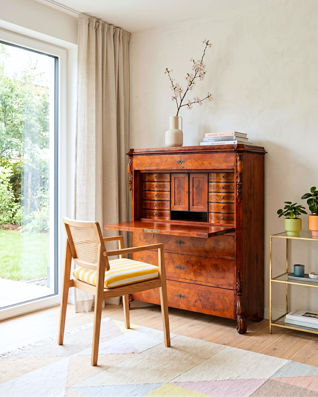 Beautiful Louis Philippe Secretary Vertiko Highboard Writing Secretary Solid Wood