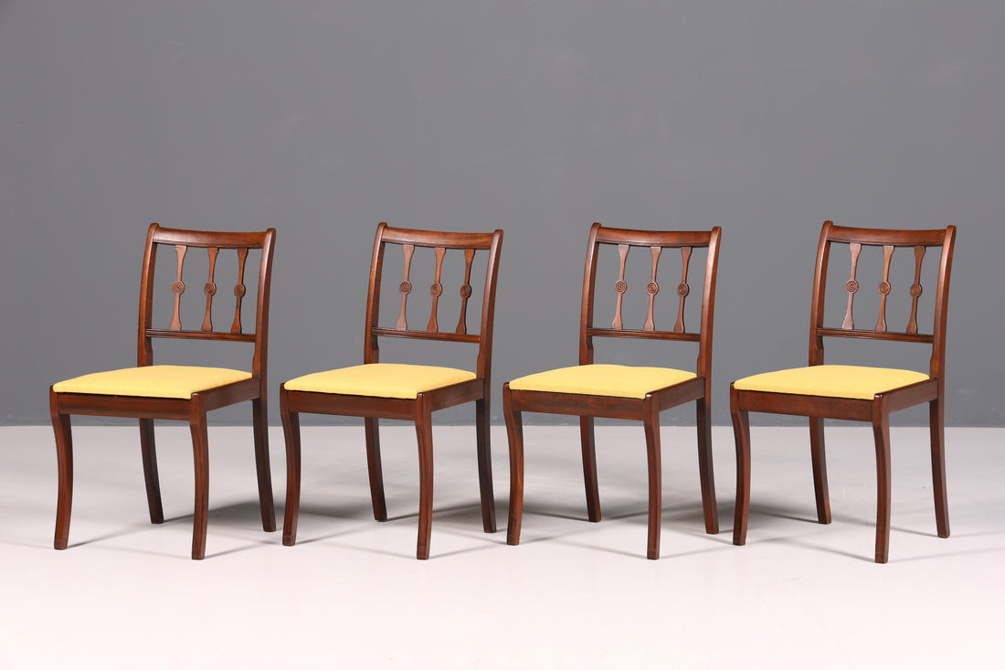 4x Edle Englische Stühle Englisch Dining Chairs Antik 60s Küchenstühle Stuhlset Esszimmer Stühle