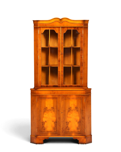 Wunderschöne Englische Eckvitrine Eibe Antik 60s Echt Holz Eckschrank Glasvitrine