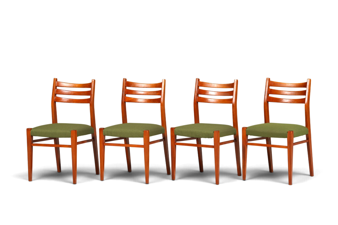 4x Mid Century Teak Holz Stühle Made in Denmark Retro Stuhlset Danish Design Vintage Küchenstühle