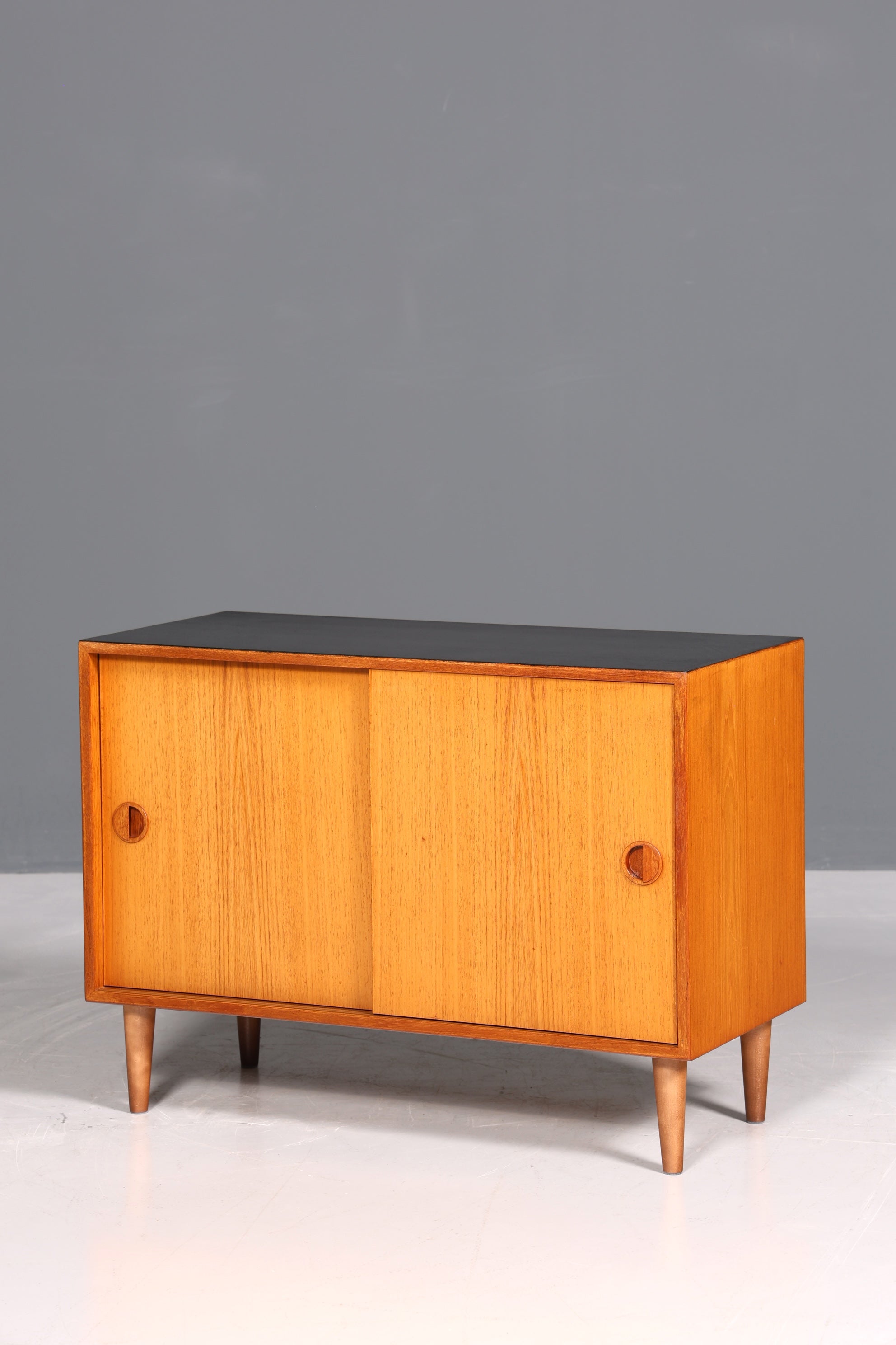 Meuble de style mid-century en teck avec portes coulissantes, commode, buffet, meuble d&