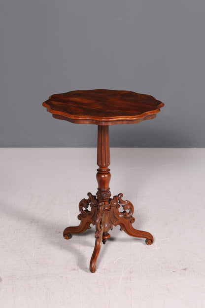 Filigraner Beistelltisch im Antik Stil Barock Ablagetisch Intarsien Beistelltisch Vintage Holz