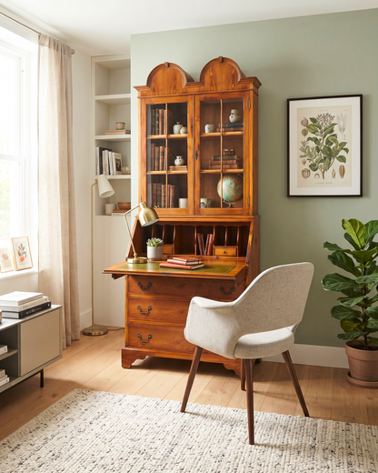 Élégant Secrétaire Anglais Secrétaire à Gradin en If Vitrine Armoire Bureau Mobilier d&