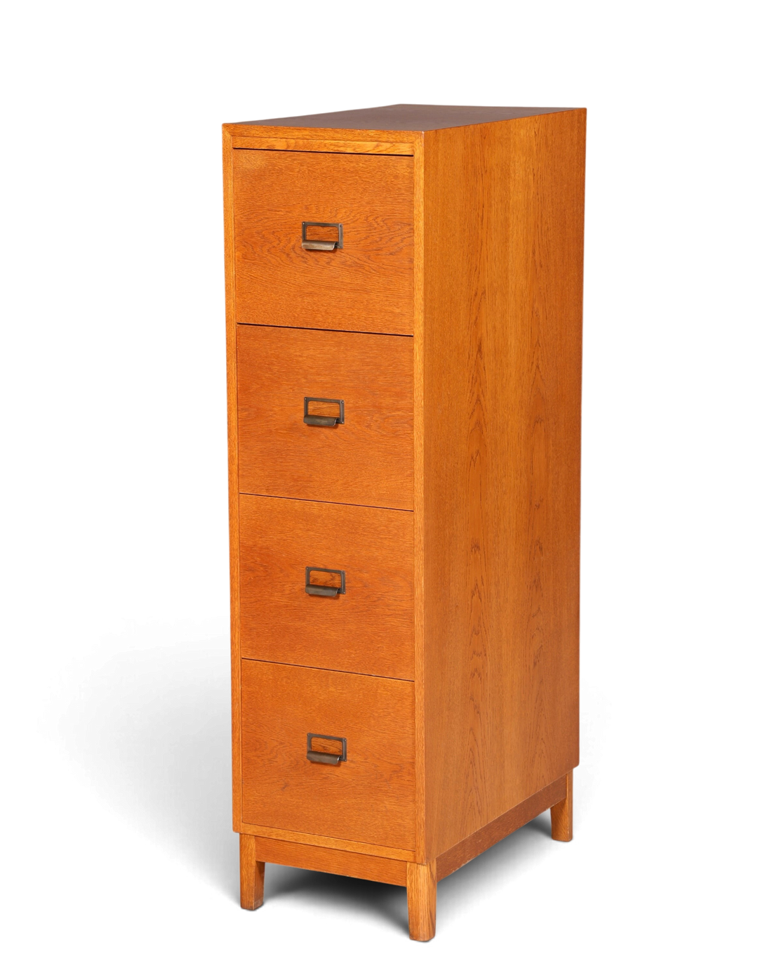 Hauptstadt Möblerei Mid Century Aktenschrank aus massivem Holz mit vier Schubladen im Bauhaus Design