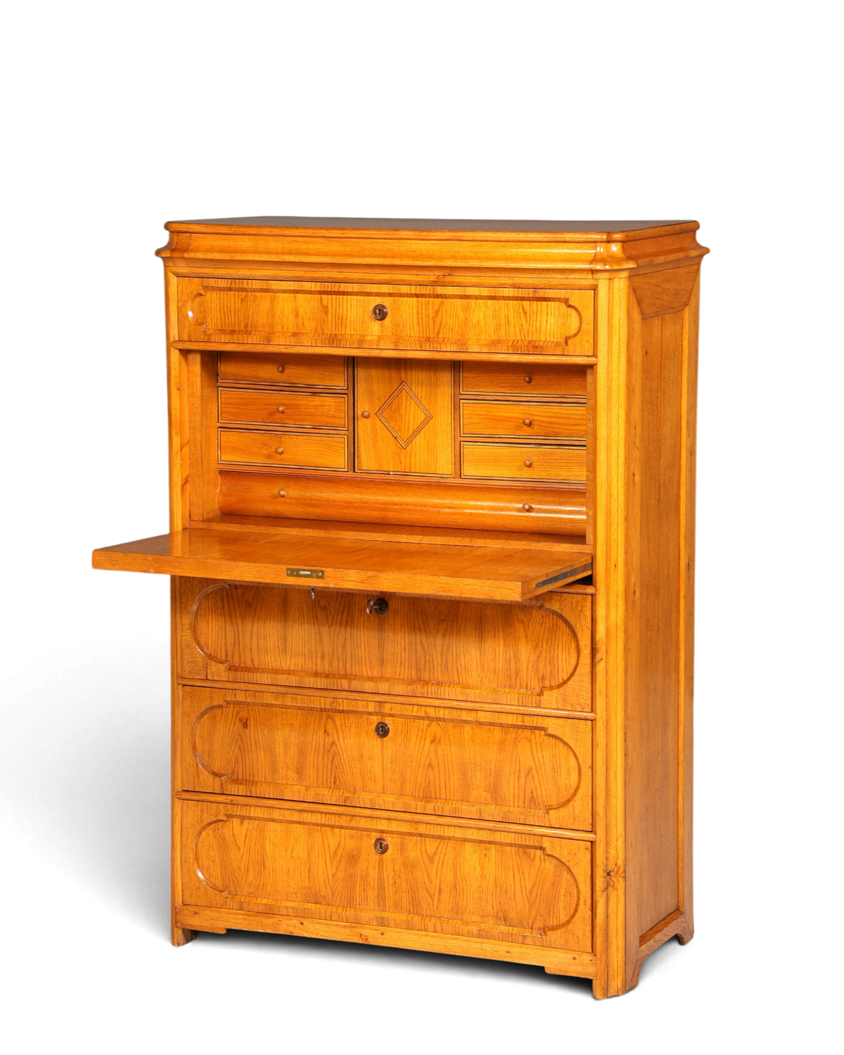 E893 Finish Stilvoller Biedermeier Sekretär Louis Philippe Vertiko Antik Kommode Schreibkommode Office Desk