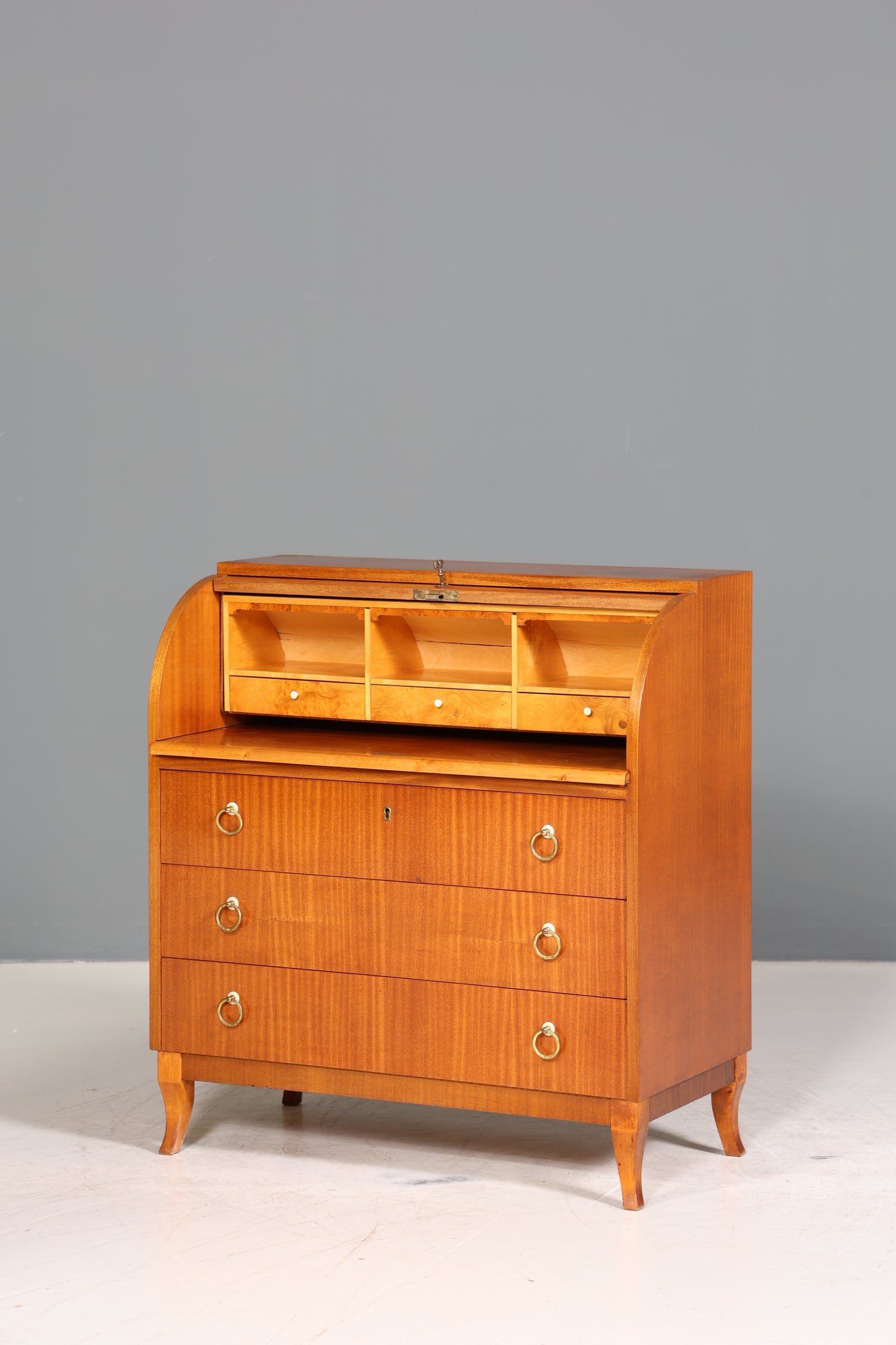 Traumhafter Mid Century Rollladen Sekretär echt Holz Büro Schrank Retro Schreibkommode