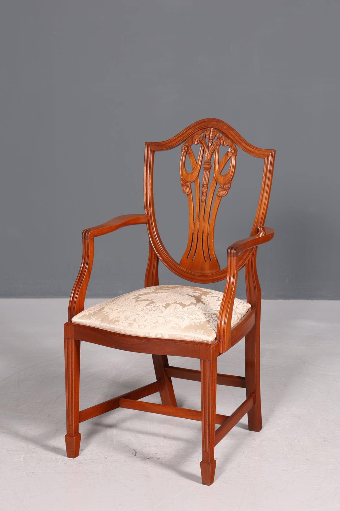 Magnifique fauteuil anglais en if, chaise de secrétaire ancienne, fauteuil rembourré britannique, 2 sur 2