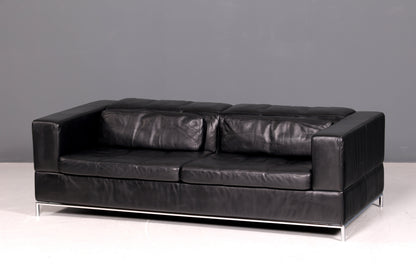 Edles MaxDivani Echtleder Sofa 3-Sitzer Designer Couch Italienisch Ledersofa Schwarz