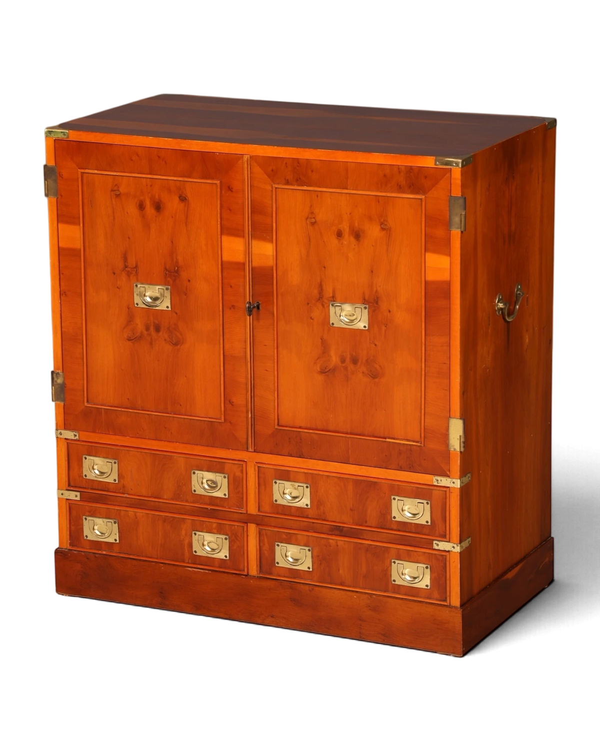 Élégante commode maritime, coffre militaire anglais, meuble Vertiko Hifi, armoire antique, meuble colonial Vintage