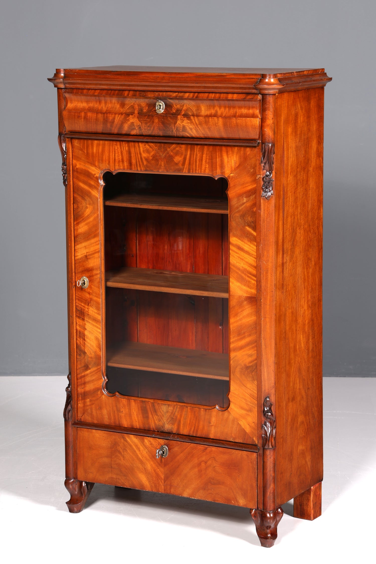 Traumhafte Louis Philippe Vitrine Antik Biedermeier Schrank echt Holz Geschirrschrank um 1880