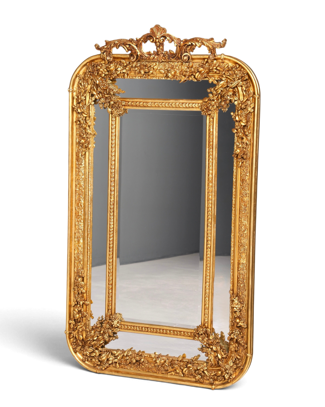 Aussergewöhnlicher Prunk Barock Stil Standspiegel Antik Stil Gold Ornament Flurspiegel Spiegel