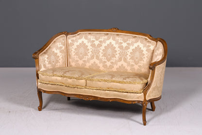 Wunderschönes Chippendale Sofa Barock Stil Couch Samt Stoff Rococo 2-Sitzer Canapé